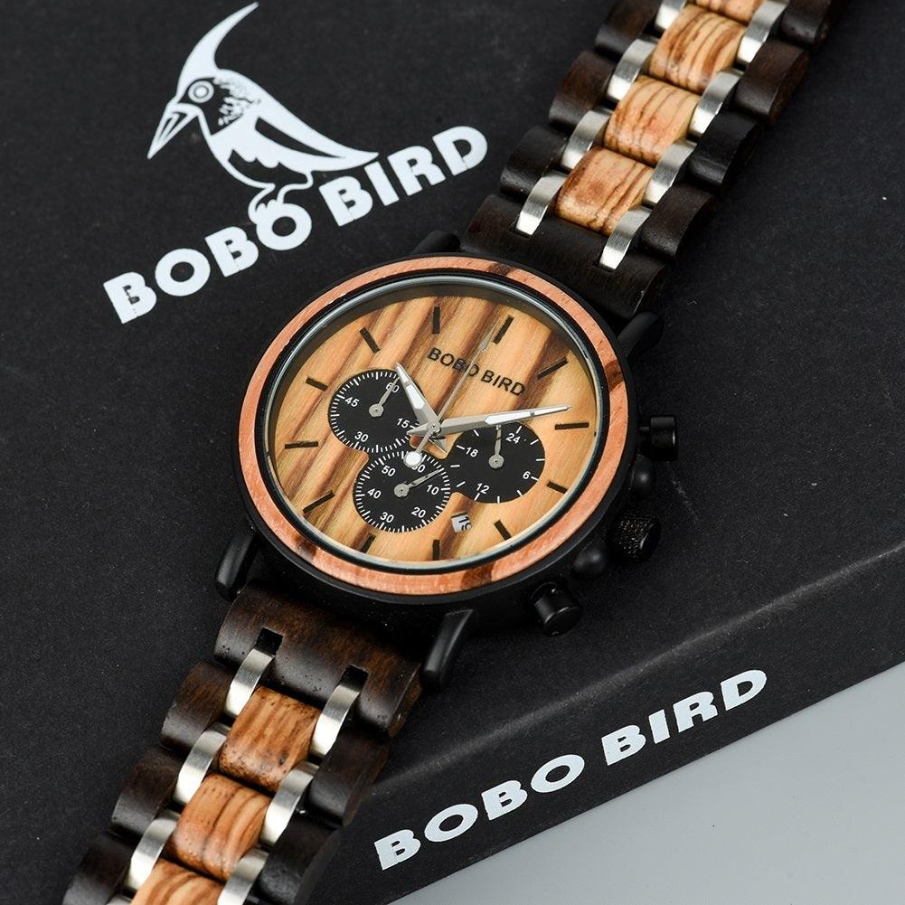BOBO BIRD Chronograph P09-3 Silver - Lumowood