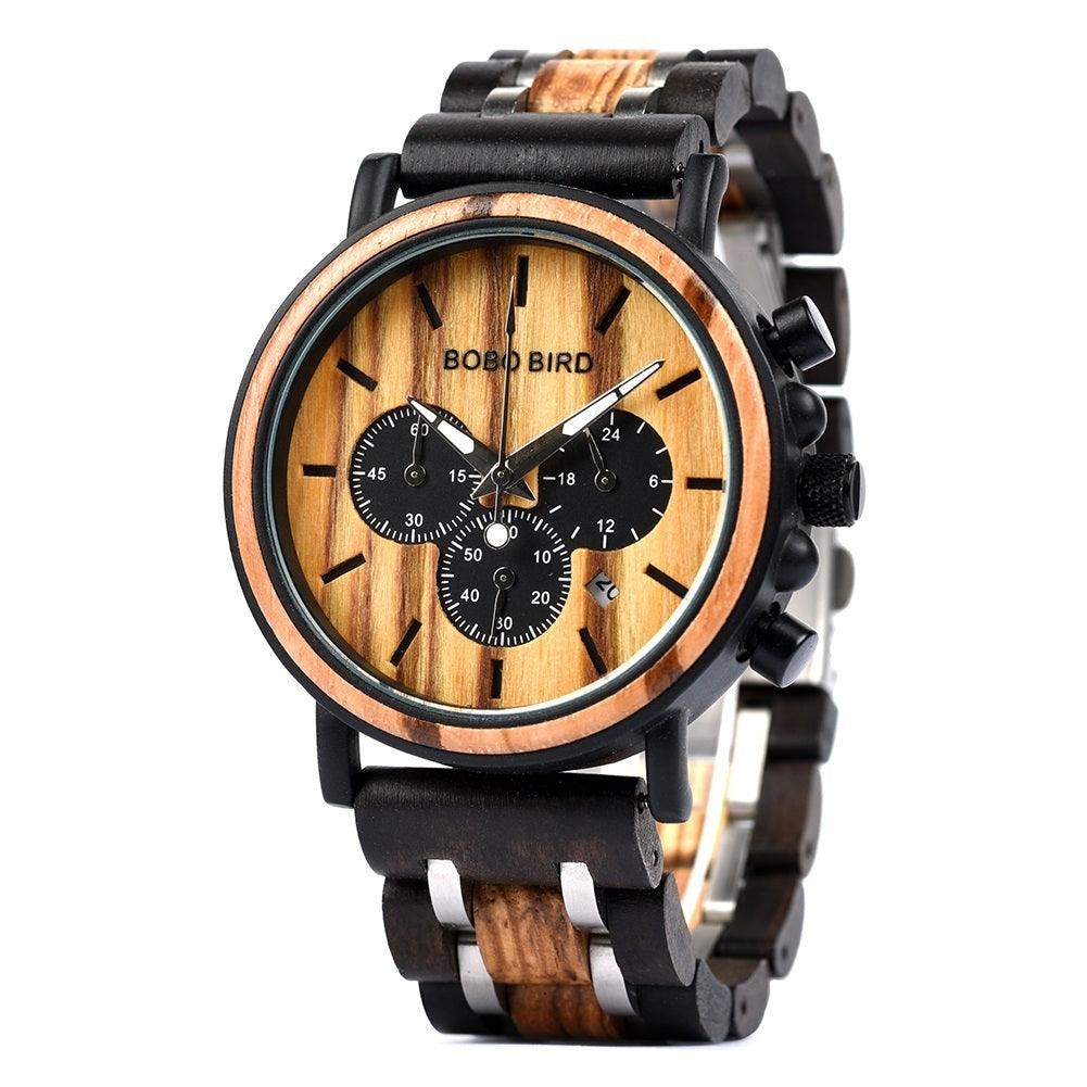 BOBO BIRD Chronograph P09-3 Silver - Lumowood