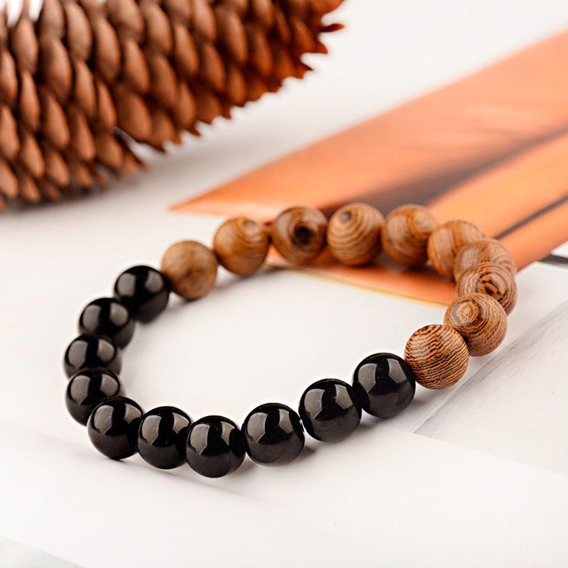 ABJ005-1 puinen rannekoru lumowood aarni havu
